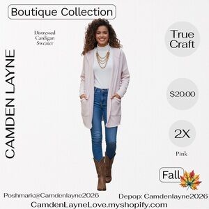 True Craft Light Pink Distressed  Cardigan